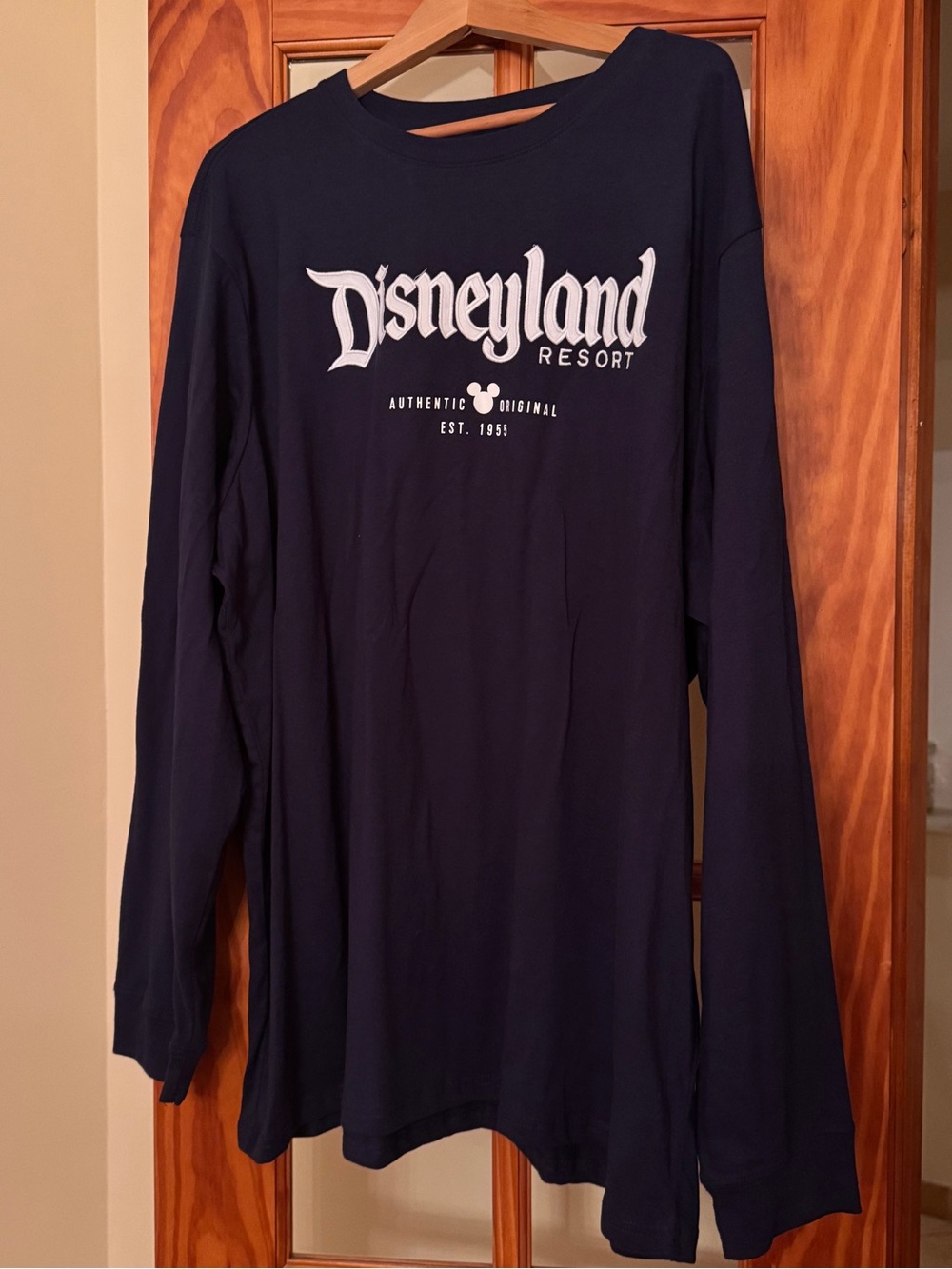 New Disney Parks Navy Long-Sleeve Embroidered Disneyland Resort Logo Tee